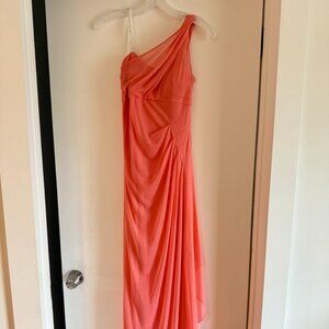 David's Bridal Coral Reef One Shoulder Mesh Dress